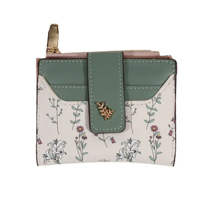 PU Leather Short Wallet Women Multi-Cards Zipper Coin Purse Hasp Small Flowers Card Bag Wallet Zipper Hasp For Girl