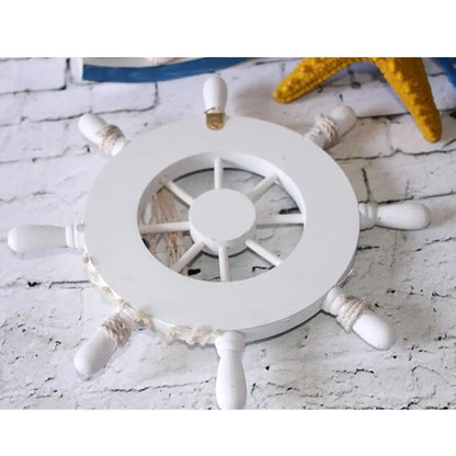 Magideal Nautical Beach Wooden Boat Ship Steering Wheel Home Wall Hanging Decor