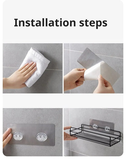 Bathroom Metal Shelves No-Drill Bathroom Organizer Cleaning Supplies Organizer Kitchen Supplies Storage Bathroom Accessories