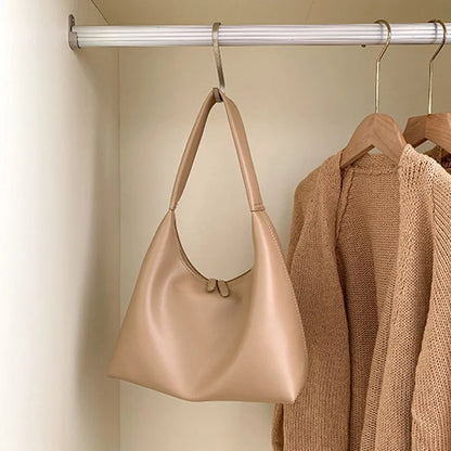 Women Tote Bag Fashion Underarm Pouch Large Capacity PU Leather Shoulder Bags Retro Casual Portable Bucket Bags For School Work