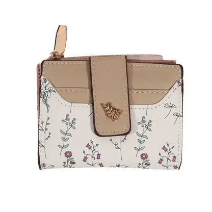 PU Leather Short Wallet Women Multi-Cards Zipper Coin Purse Hasp Small Flowers Card Bag Wallet Zipper Hasp For Girl