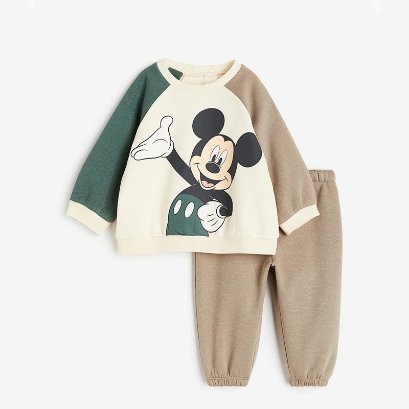 Autumn New Child Costume Mickey Hoodies +Pants 2Piece Set Fashion Casual Outfits Kids Crewneck Tops Pants Long Sleeve Outfits