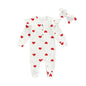 Ruffle Long Sleeve Infant Baby Girls Romper Kids Clothes Cute Heart Print Rib Jumpsuit+Headdress Valentine's Day Kids Playsuit