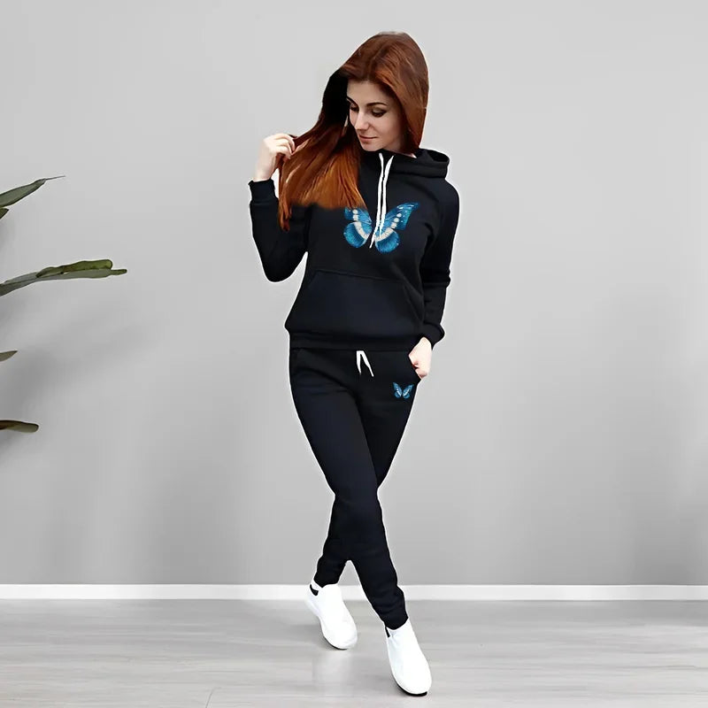 Women's 2 Piece Outfit Set Hoodie Joggers Tracksuit Casual Daily Fashion Autumn Winter Female Home Outdoor Comfort Warm Outfit