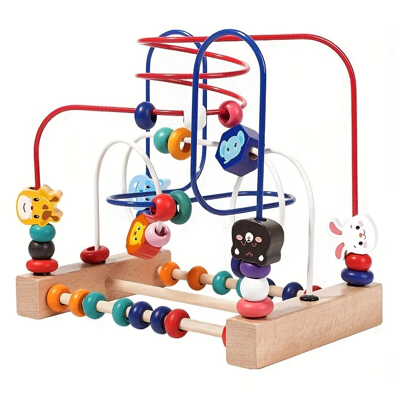 Baby Toddler Early Education Intelligence Building Blocks Beads Wooden Toys Attention Span Toys For Boys And Girls Ages 1 To 3