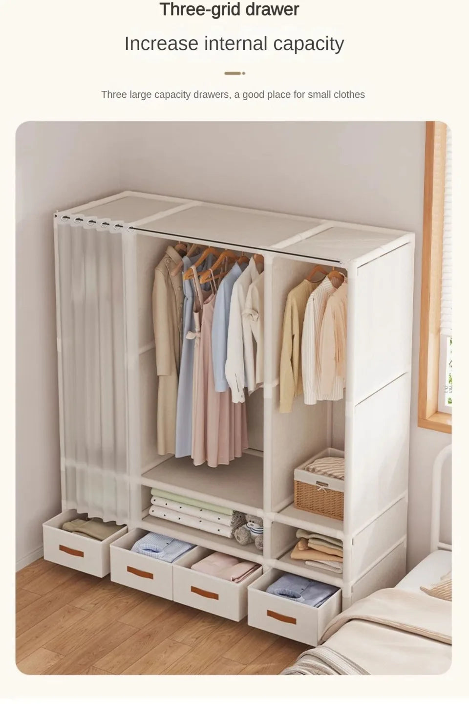 Floor-Standing Simple Wardrobes Home Large Capacity Durable Clothes Cabinet Dustproof And Economical Wardrobe Bedroom Furniture