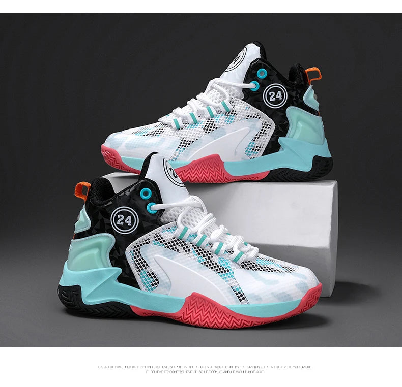 Kids Basketball Shoes Boys Sneakers Non-slip Child Trainer Basket Shoes Outdoor Leather Children Sport Shoes