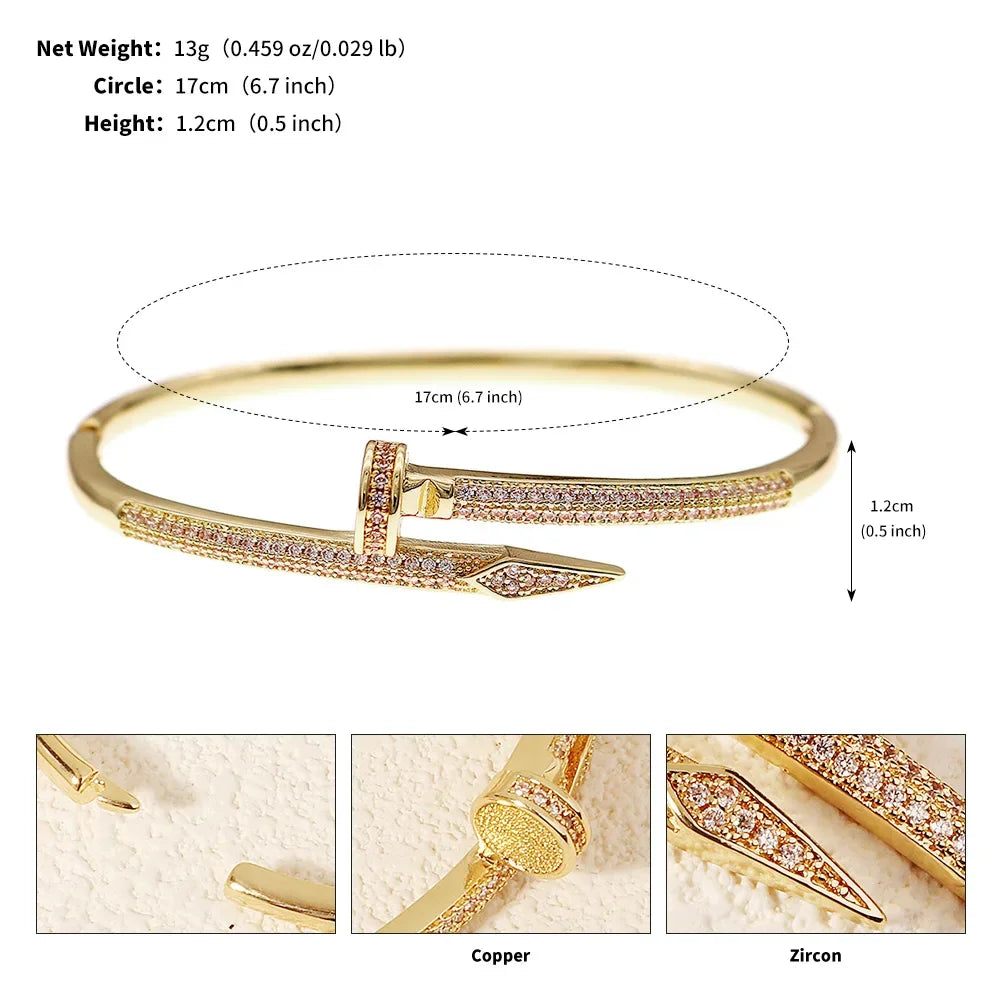 Female Jewelry Nail Bracelets Trendy Bracelet Zircon Screw Bracelet For Women Everyday Party Festive Jewelry As Gifts
