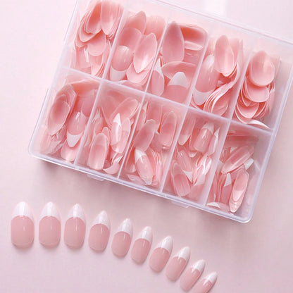 360/150pcs/box Nude Pink Almond French False Nails White Tip Design Short Wearing Fake Nails Women Nails Press On Nails Manicure