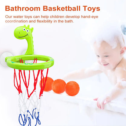 Baby Bath Toy Children Water Play Toys Set Bathroom Bathtub Suction Cup Shooting Basketball Hoop with 3 Balls Bath Toys for Kids