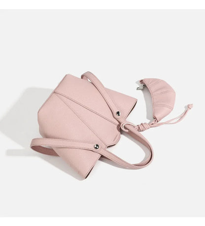 Designer PU Leather Bucket Bag Women Fashion Two-in-One Shoulder Crossbody Top Handle Convertible Purse High Quality