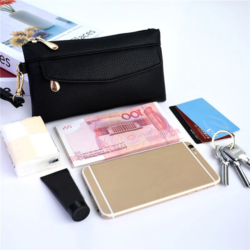 Women's Portable Fashion Wallet Pu Leather Hangbag Female Purses Coin Pocket Waterproof Phone For Ladies Bag