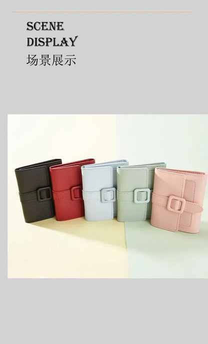 Candy Color Small Wallets PU Leather Coin Pures Ladies Card Holder Standard Short Purses for Women Solid Purses Practical