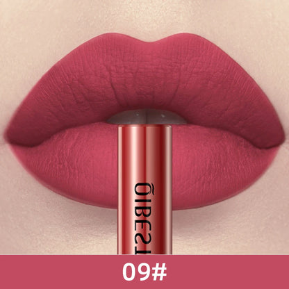 QIBEST 24 Colors Liquid Lipstick Ultra Matte Velvet Long Lasting Women Beauty Red Nonstick Cup Waterproof Lip Gloss Nude Makeup