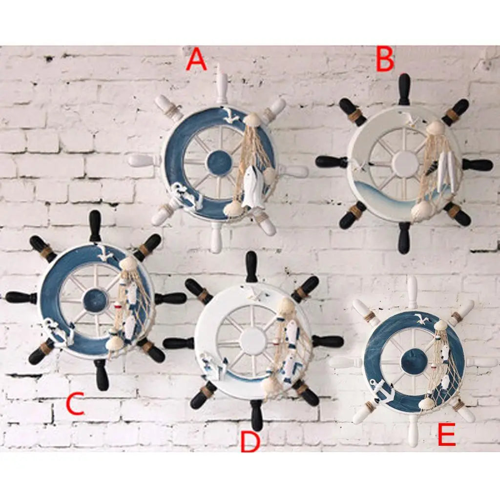 Magideal Nautical Beach Wooden Boat Ship Steering Wheel Home Wall Hanging Decor