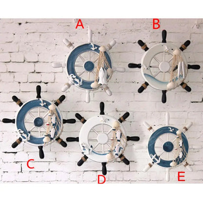 Magideal Nautical Beach Wooden Boat Ship Steering Wheel Home Wall Hanging Decor