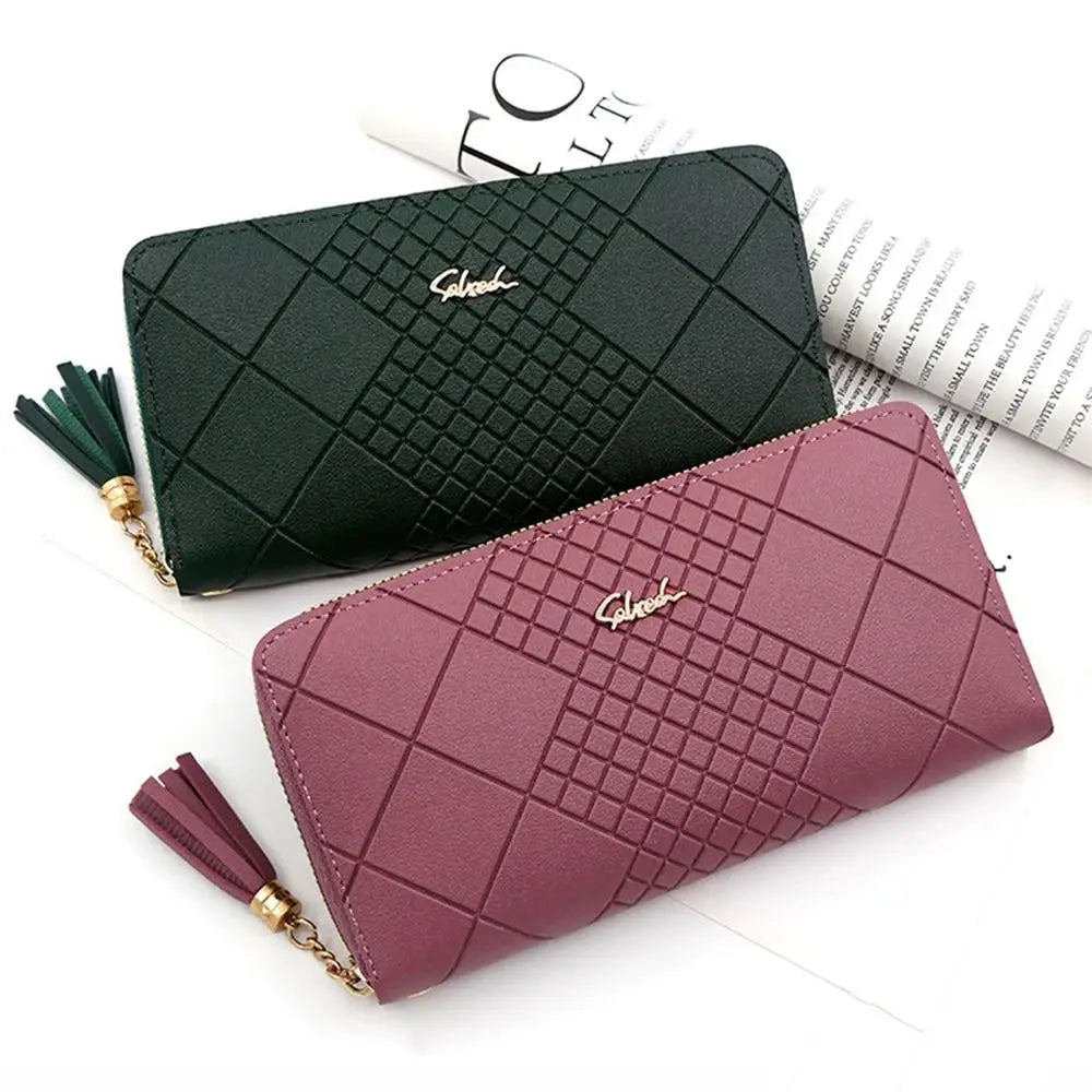 Women Fashion PU Leather Coin Purse Long Zipper Card Holder Large Capacity Wallet HandBags Money Pocket Phone Bag Wristlet Bags