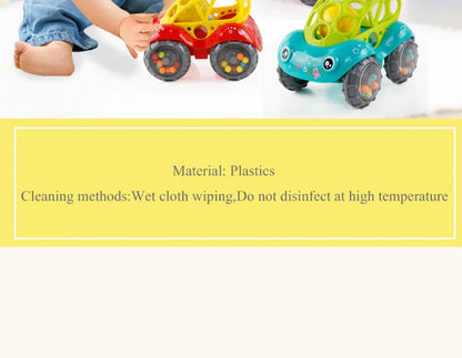 Baby Car Toys for 6 12 Months Friction Car Infant Soft Rubber Inertial Push and Go Vehicles Roll Car Hand Rattle Gift for Kids