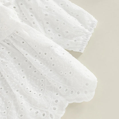 0-24M Toddler Baby Girl Clothes Set Solid Color Cutout Round Neck Long Sleeve T-shirt Tops and Elastic Casual Ruffle Shorts