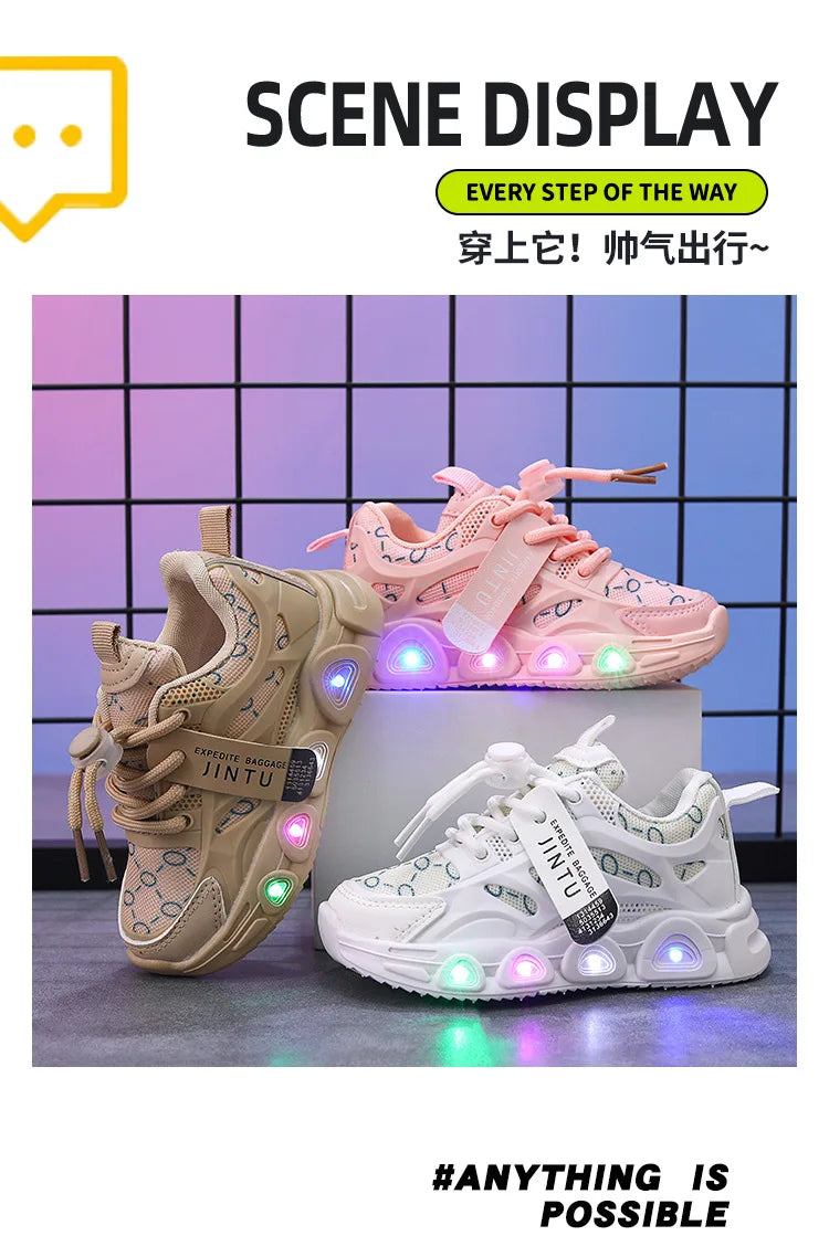 Kids Sneakers 2025 Spring New Girl Sneakers1-6years Old Casual LED Kid Shoes Fashion Girls' Shoes Designer Shoes Tenis De Mujer