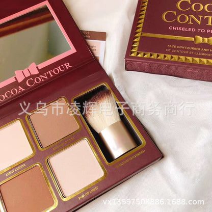 4 Colors Eyeshadow Palette with Brush Facial Contouring Highlight High Quality Female Cosmetic Cute Makeup Palette for Women
