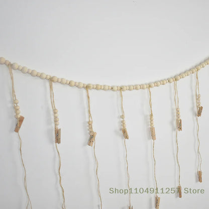 1 Pc Photo Display Wall Hanging Decor Boho Home Decoration Wooden Beads Macrame Tapestry For Wall Hanging Room Decors Aesthetic