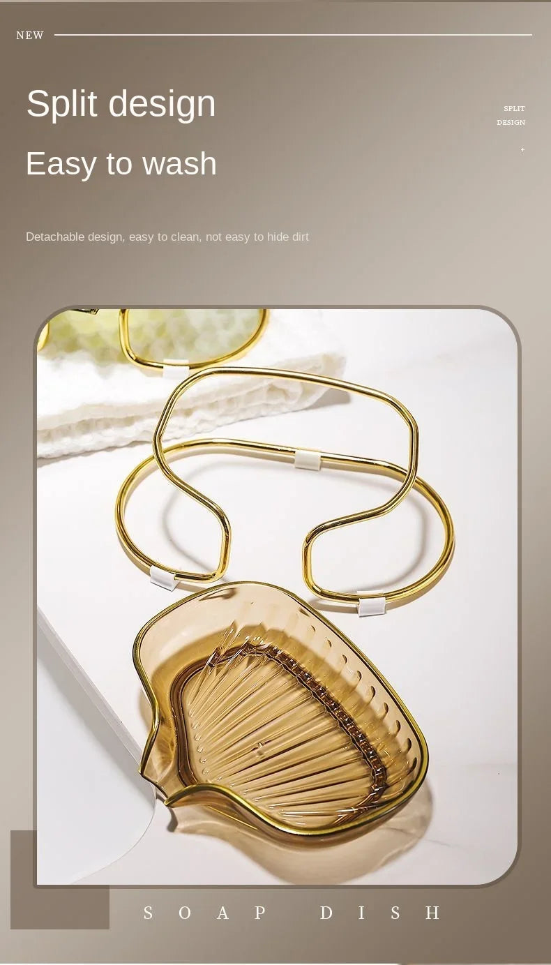 Bathroom Soap Dish Light Luxury Toilet Shower Soap Holder with Drain Water Soap Storage Case Tray Container Bathroom Gadgets