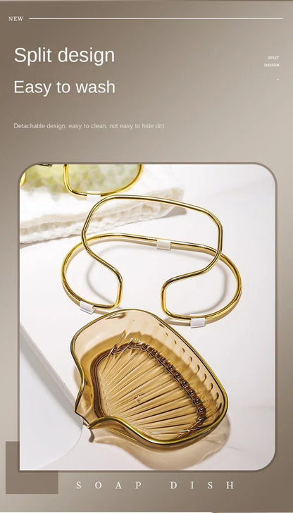 Bathroom Soap Dish Light Luxury Toilet Shower Soap Holder with Drain Water Soap Storage Case Tray Container Bathroom Gadgets