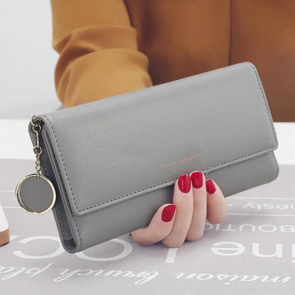 Fashion Women PU Leather Long Wallets Multi-functional Fold Purse Fresh Female Clutch Card Holder