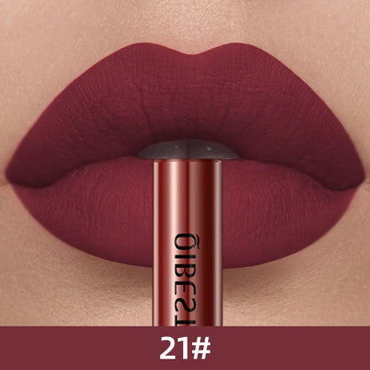 QIBEST 24 Colors Liquid Lipstick Ultra Matte Velvet Long Lasting Women Beauty Red Nonstick Cup Waterproof Lip Gloss Nude Makeup