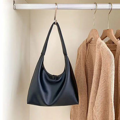 Women Tote Bag Fashion Underarm Pouch Large Capacity PU Leather Shoulder Bags Retro Casual Portable Bucket Bags For School Work