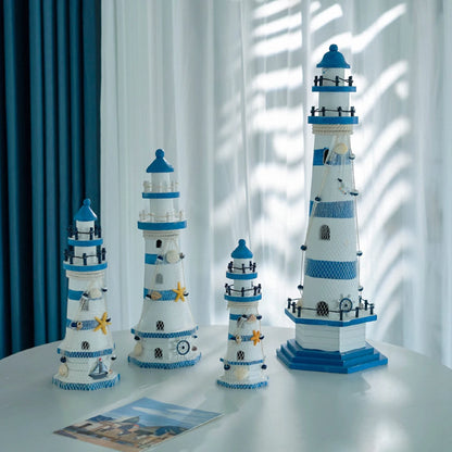 Mediterranean Wooden Lighthouse Sea Decorations Home Decoration Creative Marine Style Decor Gifts For Kids Living Room Ornament