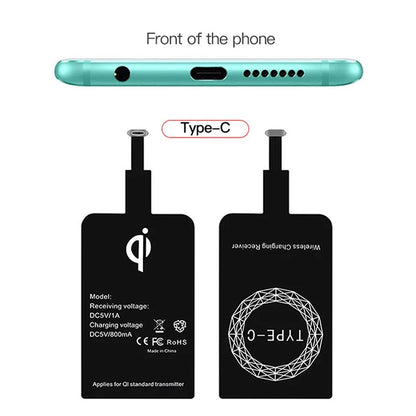 Wireless Charger Receiver Support Type C/Micro USB/Lightning Fast Wireless Charging Adapter For iPhone 5 Android Wireless Charge