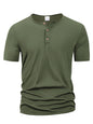 Summer Men Henley Collar T-shirts Button Slim Casual Male Solid Color Short Sleeve Men Sports T-shirt Polo shirt Tops