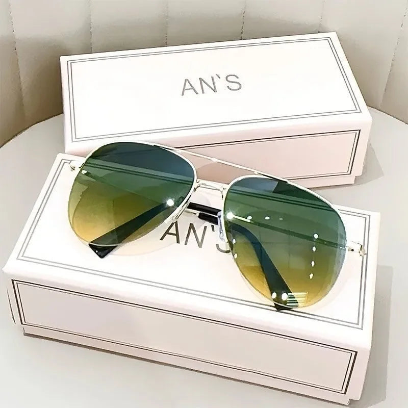 Classic Sunglass Aviator Metal Frame Outdoor Sports Anti-UV 400 Driving Sunglasses Glasses Unisex Ins Style Trendy Hip Hop