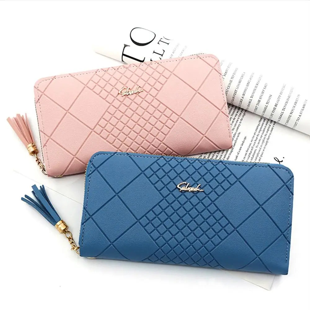 Women Fashion PU Leather Coin Purse Long Zipper Card Holder Large Capacity Wallet HandBags Money Pocket Phone Bag Wristlet Bags