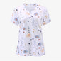 XUANSHOW Summer Women Uniform Flowers Printed Work Wear Pocket Front Short Sleeve V Neck Clothes
