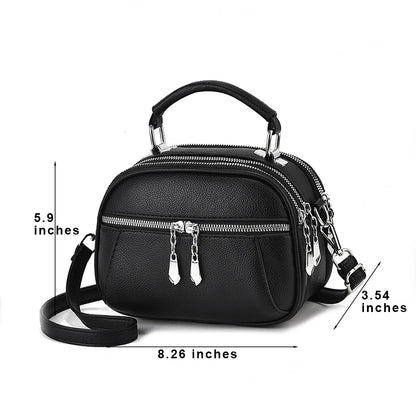 Women Small Purses and Handbags PU Leather Solid Color Zipper Shoulder Bag Cross Body Bags Small Wallets Short Handle Bag