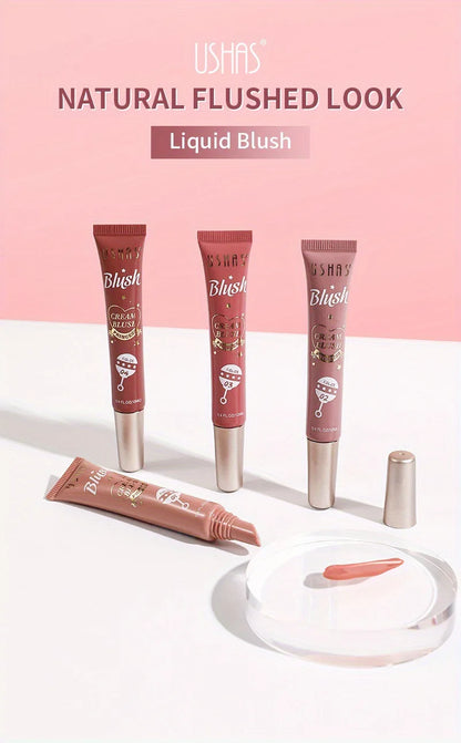 USHAS 4 Color Long-lasting Liquid Blush Facial Contouring Lightweight Soft Multi-Use Cream Blush Waterproof Facial Blush Stick