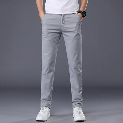 7 Colors Men's Classic Solid Color Summer Thin Casual Pants Business Fashion Stretch Cotton Slim Brand Trousers Male