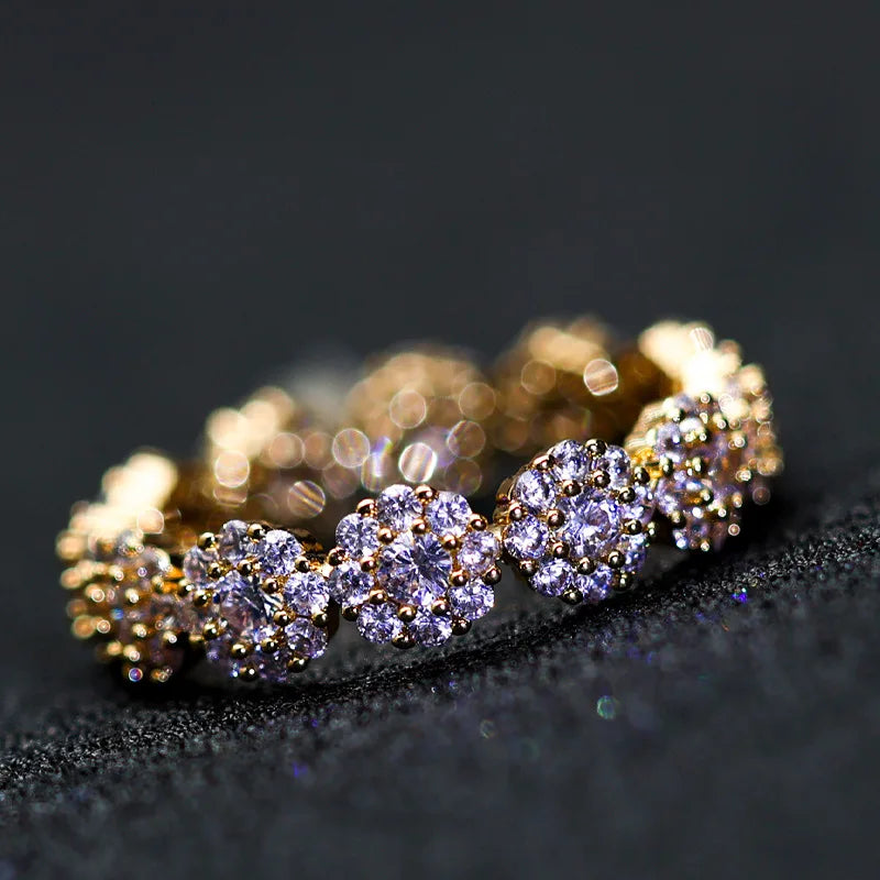 Luxury Female Charm White Zircon Ring Yellow Gold Color Rings For Women Crystal Stone Engagemen Jewelry