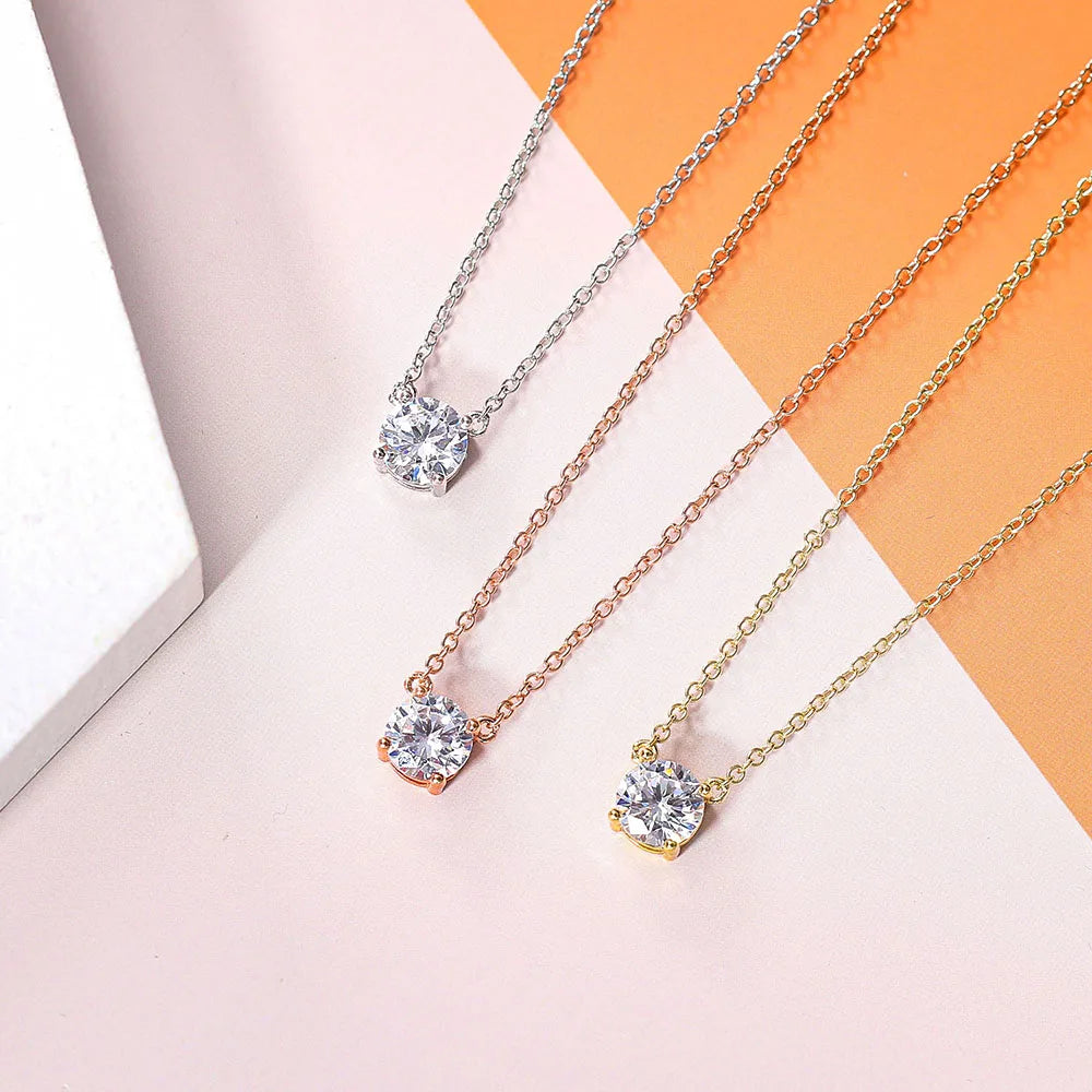 New Jewelry Small Crystal Pendant Necklaces For Women Shiny Zirconia Necklace For Female Wedding Engagement Birthday Gifts N415