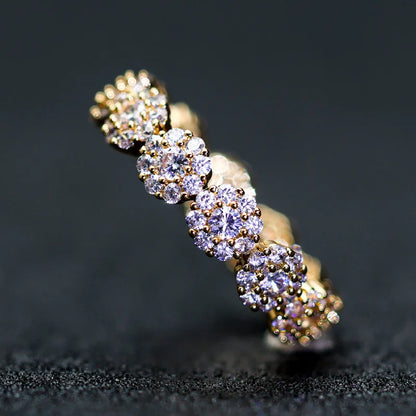 Luxury Female Charm White Zircon Ring Yellow Gold Color Rings For Women Crystal Stone Engagemen Jewelry