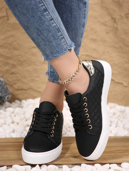 2024 Women Sneakers Tennis Platform Shoes for Women Comfort Casual Flat Tenis Woman Lace-up White Sports Women Vulcanized Shoes
