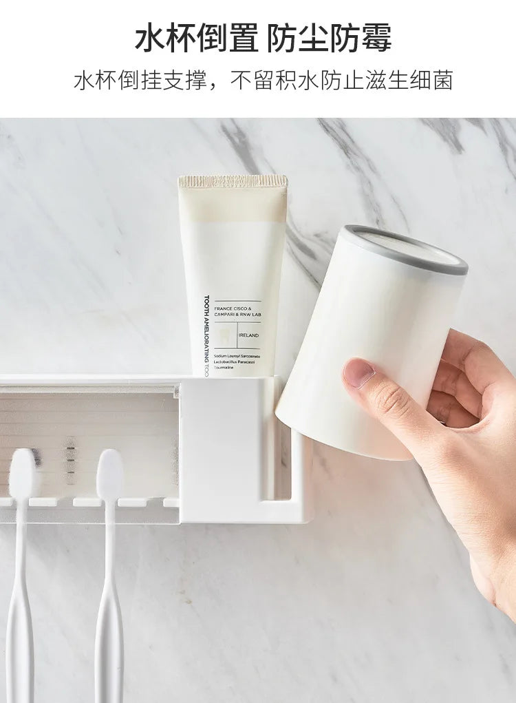 Bathroom Shelves Wall Mount Toothbrush Toothpaste Holder Suction Cup Storage Rack Toiletries Organizer Bathroom Accessories