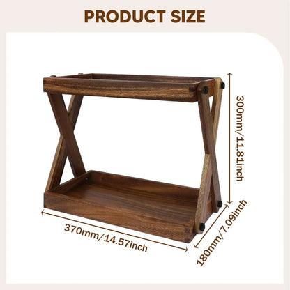 Wood Countertop Shelf Condiment Storage Organizer Kitchen Rack