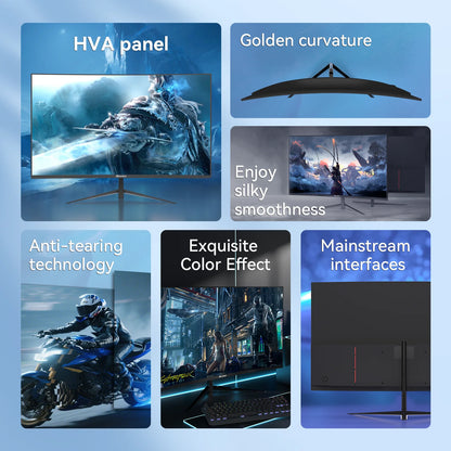 Reletech G27X Flex Pro Monitor 27" Gaming Curved 2560x1440 QHD 180Hz HDMI x2 DP x2 1800R 72% sRGB Adaptive Sync