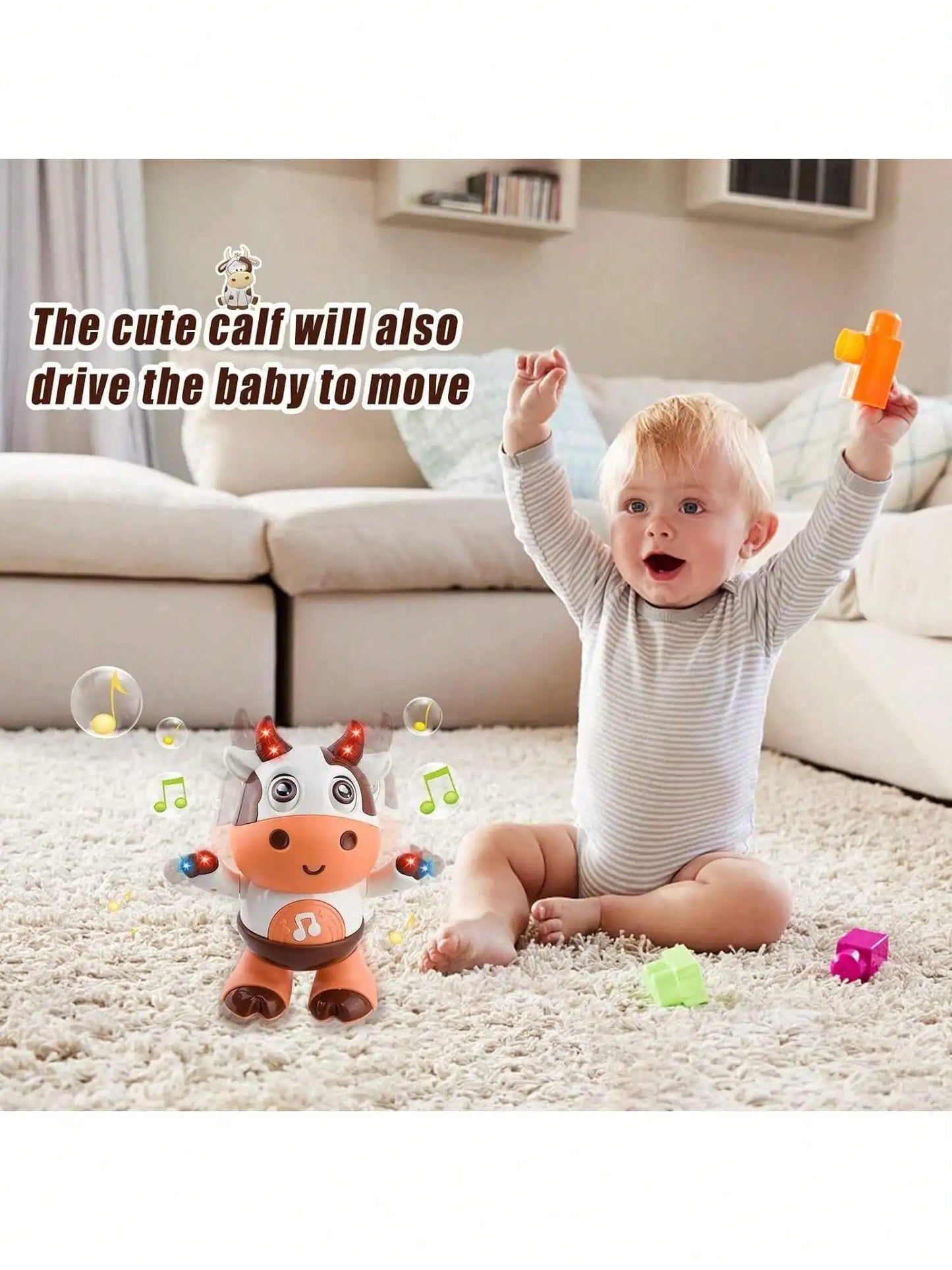 Baby Dancing Cow Toy - Electric Music Plush Cow with Funny Songs and Moves, Baby Interactive Baby Toys, Cute Toddler Christmas G