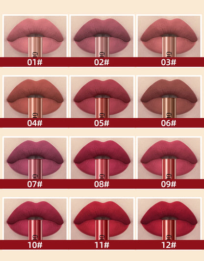 QIBEST 24 Colors Liquid Lipstick Ultra Matte Velvet Long Lasting Women Beauty Red Nonstick Cup Waterproof Lip Gloss Nude Makeup