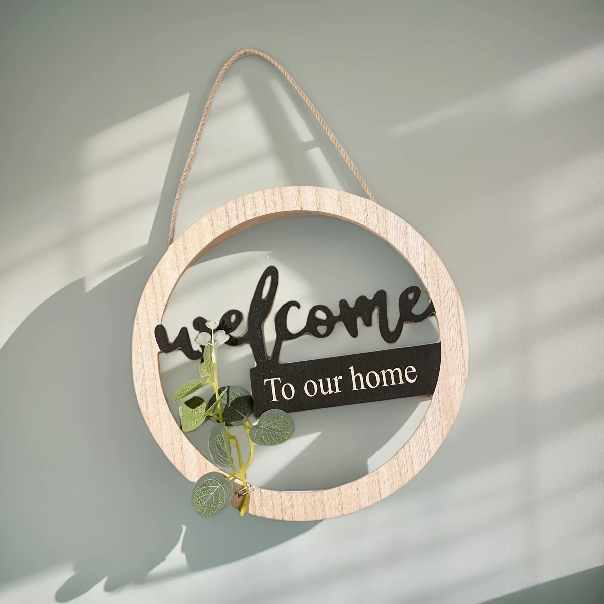 Rustic Farmhouse Wall Decor Signs, "Home is Sweet Home","Welcome to Our Home"-Natural Wood Hanging Decoration with Black Letters